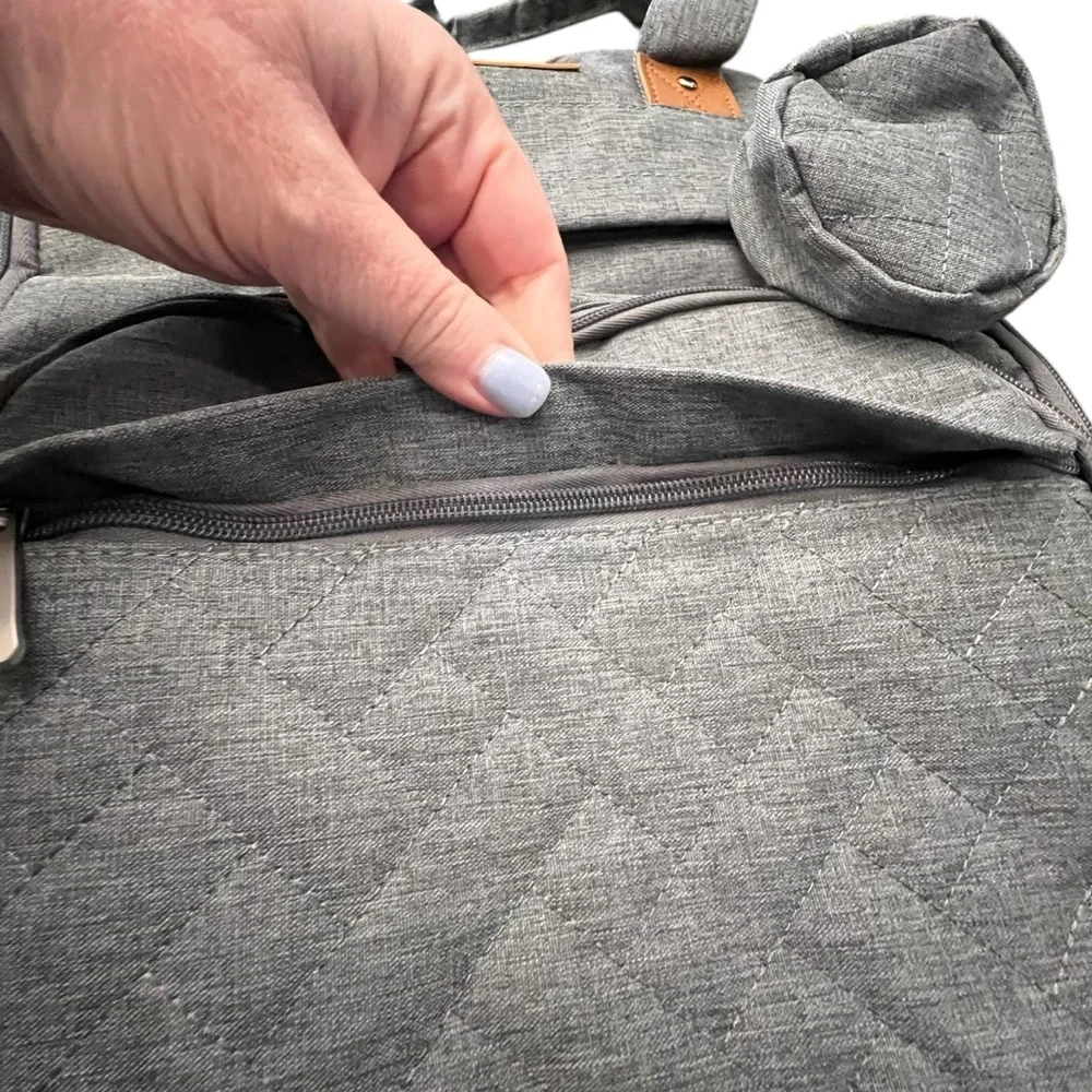 Keababies Gray Quilted ROVE Diaper Backpack‎ Baby Bag NEW 18 Pockets Change Mat
